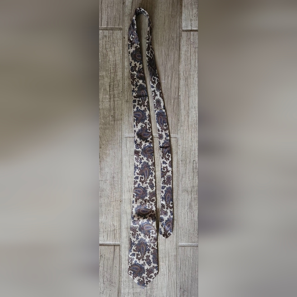Christian Dior Elegant Silk Paisley Tie in Brown and Cream